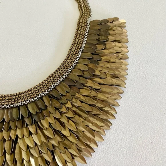 Stella Dot Pegasus Necklace Bib Gold Feathers Statement ASO TV